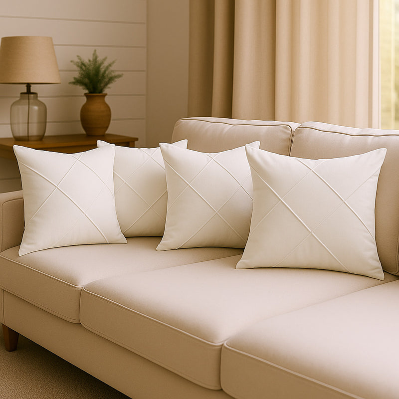 Kit 4 Almofadas Cheias em Suede Drapeada 45x45cm Decorativas – Conforto e Estilo para sua Sala