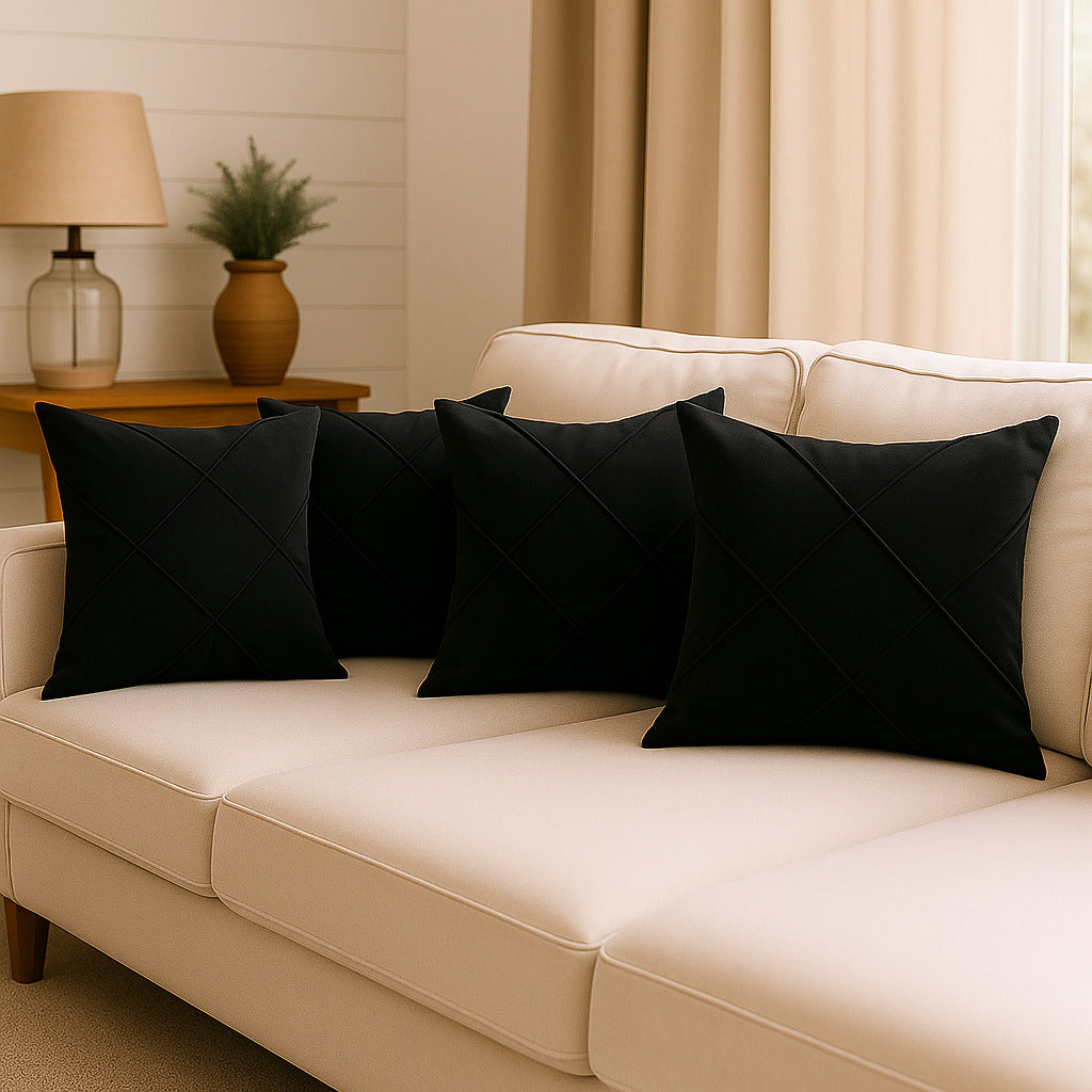 Kit 4 Almofadas Cheias em Suede Drapeada 45x45cm Decorativas – Conforto e Estilo para sua Sala