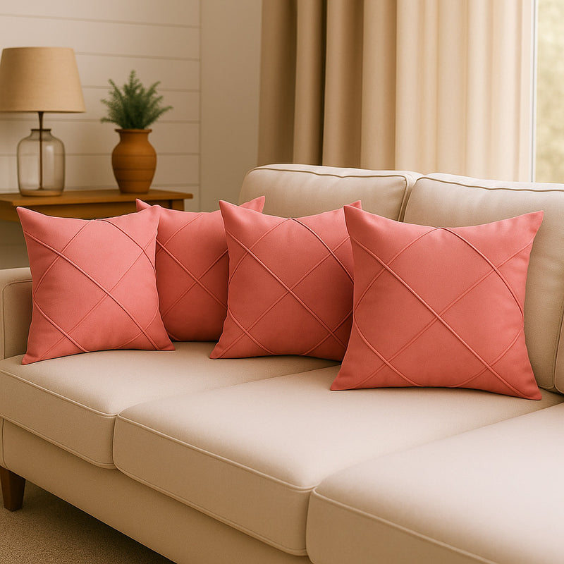 Kit 4 Almofadas Cheias em Suede Drapeada 45x45cm Decorativas – Conforto e Estilo para sua Sala