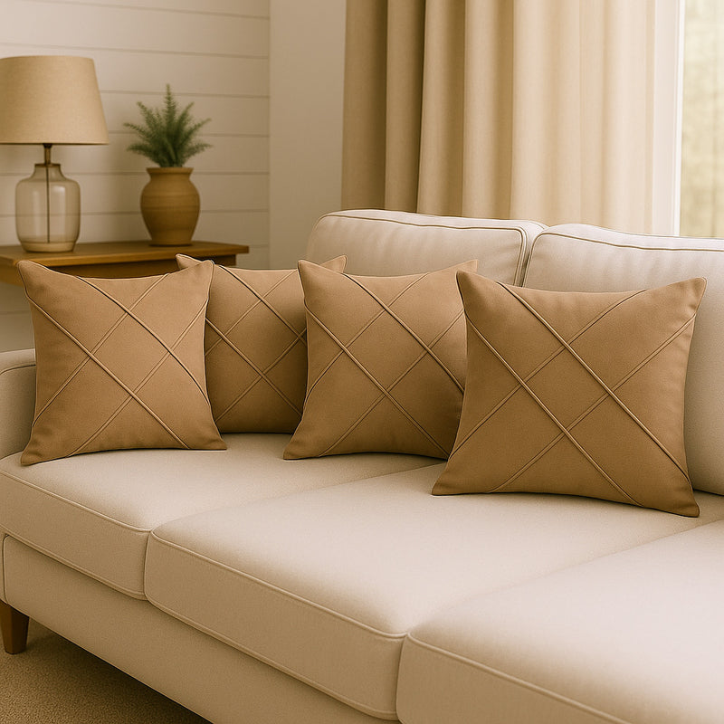 Kit 4 Almofadas Cheias em Suede Drapeada 45x45cm Decorativas – Conforto e Estilo para sua Sala