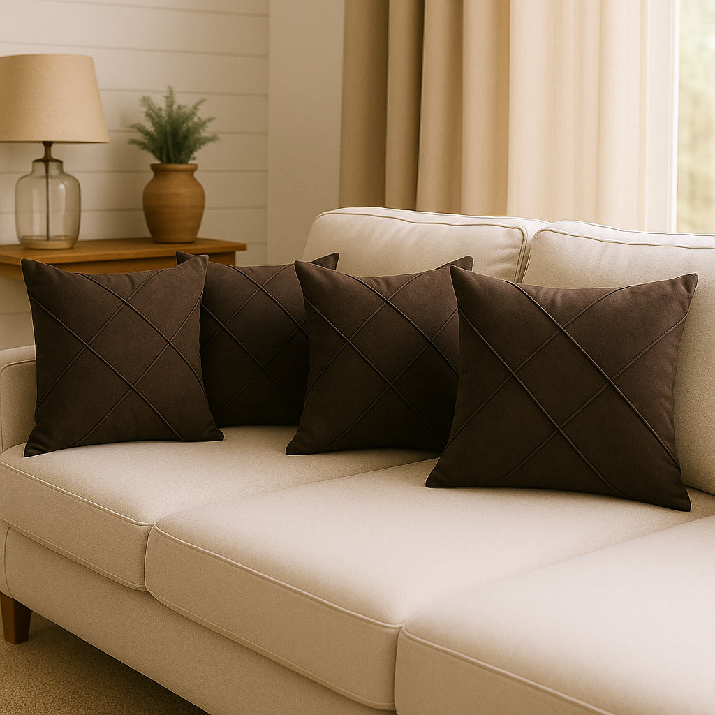 Kit 4 Almofadas Cheias em Suede Drapeada 45x45cm Decorativas – Conforto e Estilo para sua Sala