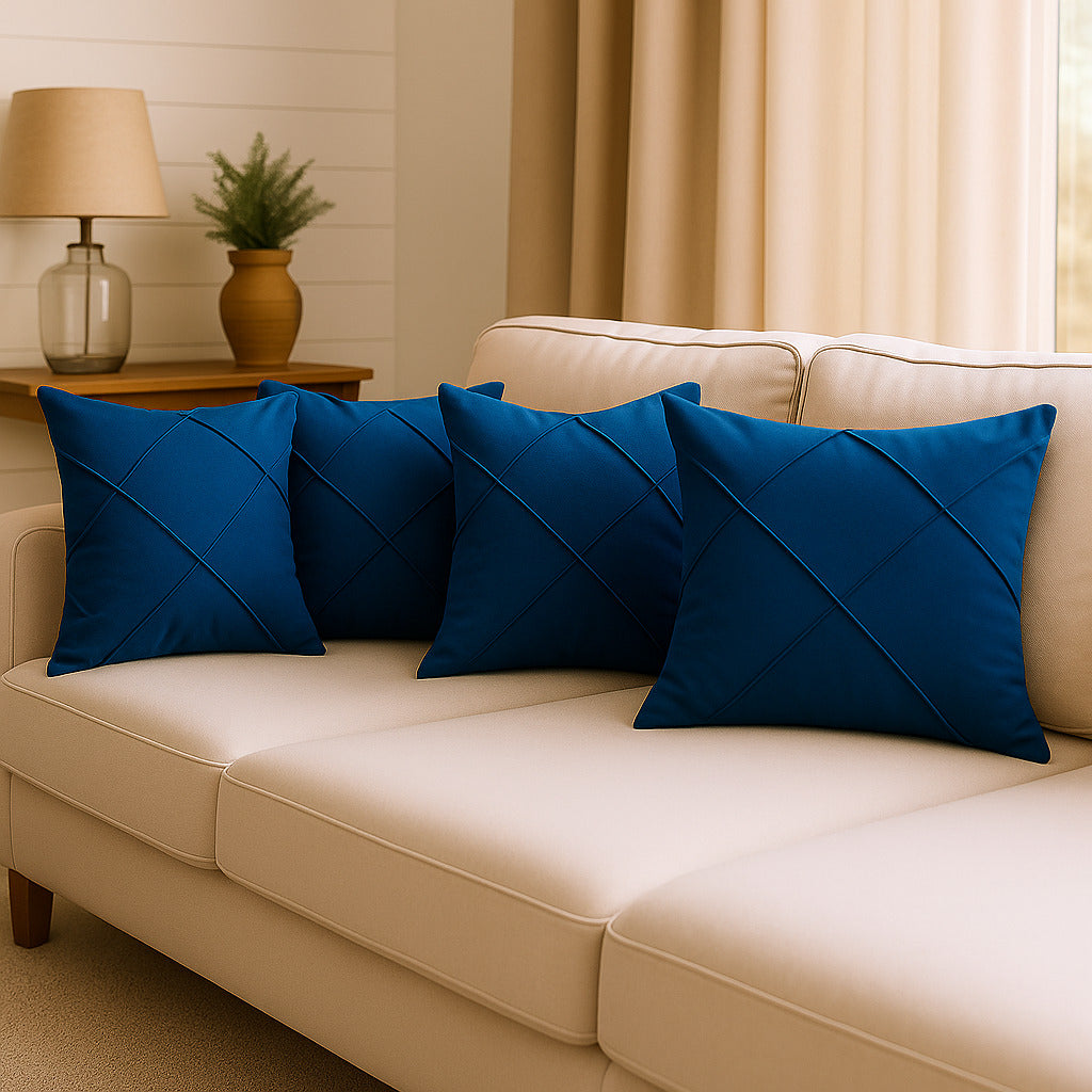 Kit 4 Almofadas Cheias em Suede Drapeada 45x45cm Decorativas – Conforto e Estilo para sua Sala