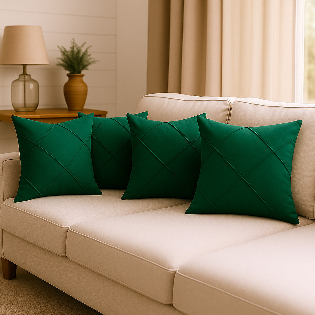 Kit 4 Almofadas Cheias em Suede Drapeada 45x45cm Decorativas – Conforto e Estilo para sua Sala