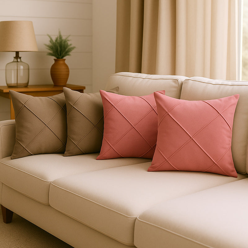 Kit 4 Almofadas Cheias em Suede Drapeada 45x45cm Decorativas – Conforto e Estilo para sua Sala