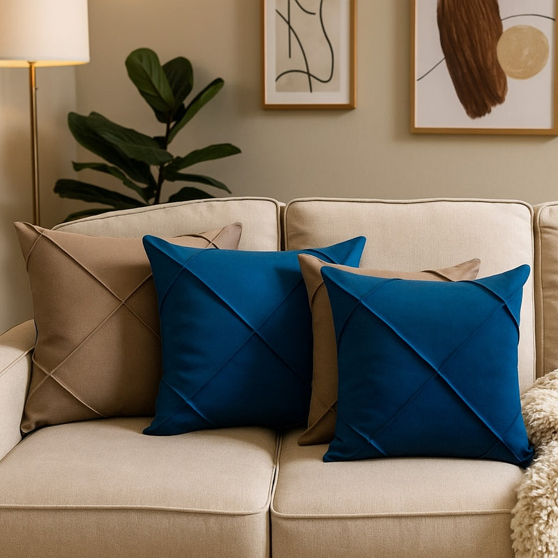 Kit 4 Almofadas Cheias em Suede Drapeada 45x45cm Decorativas – Conforto e Estilo para sua Sala