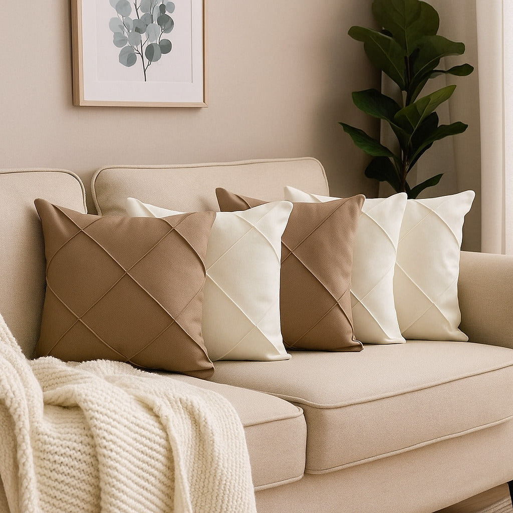 Kit 4 Almofadas Cheias em Suede Drapeada 45x45cm Decorativas – Conforto e Estilo para sua Sala