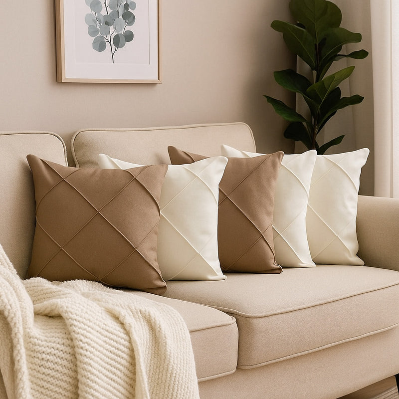 Kit 4 Almofadas Cheias em Suede Drapeada 45x45cm Decorativas – Conforto e Estilo para sua Sala