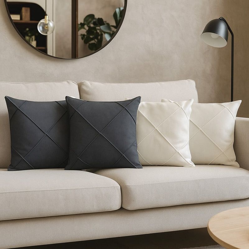 Kit 4 Almofadas Cheias em Suede Drapeada 45x45cm Decorativas – Conforto e Estilo para sua Sala