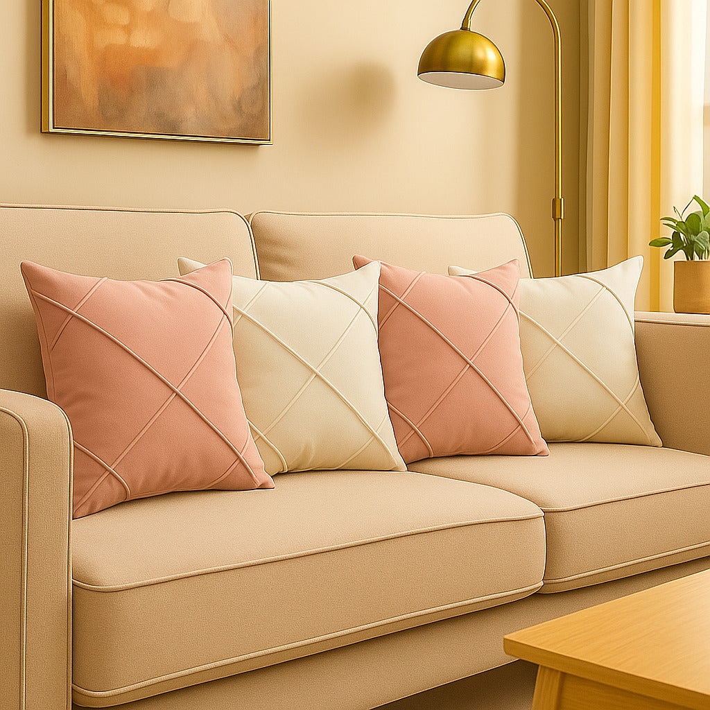 Kit 4 Almofadas Cheias em Suede Drapeada 45x45cm Decorativas – Conforto e Estilo para sua Sala