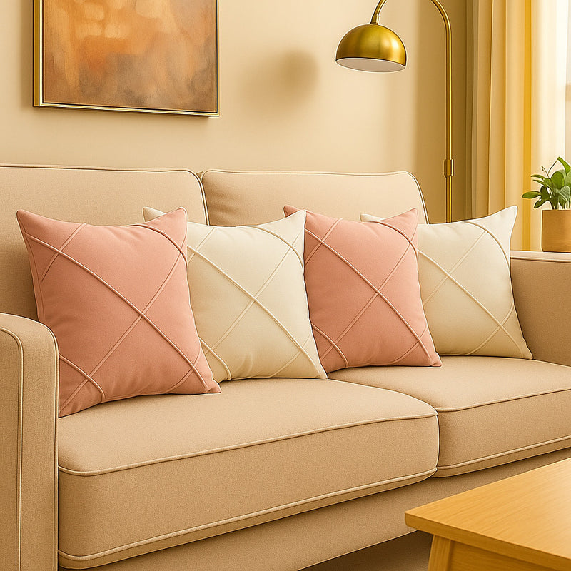 Kit 4 Almofadas Cheias em Suede Drapeada 45x45cm Decorativas – Conforto e Estilo para sua Sala