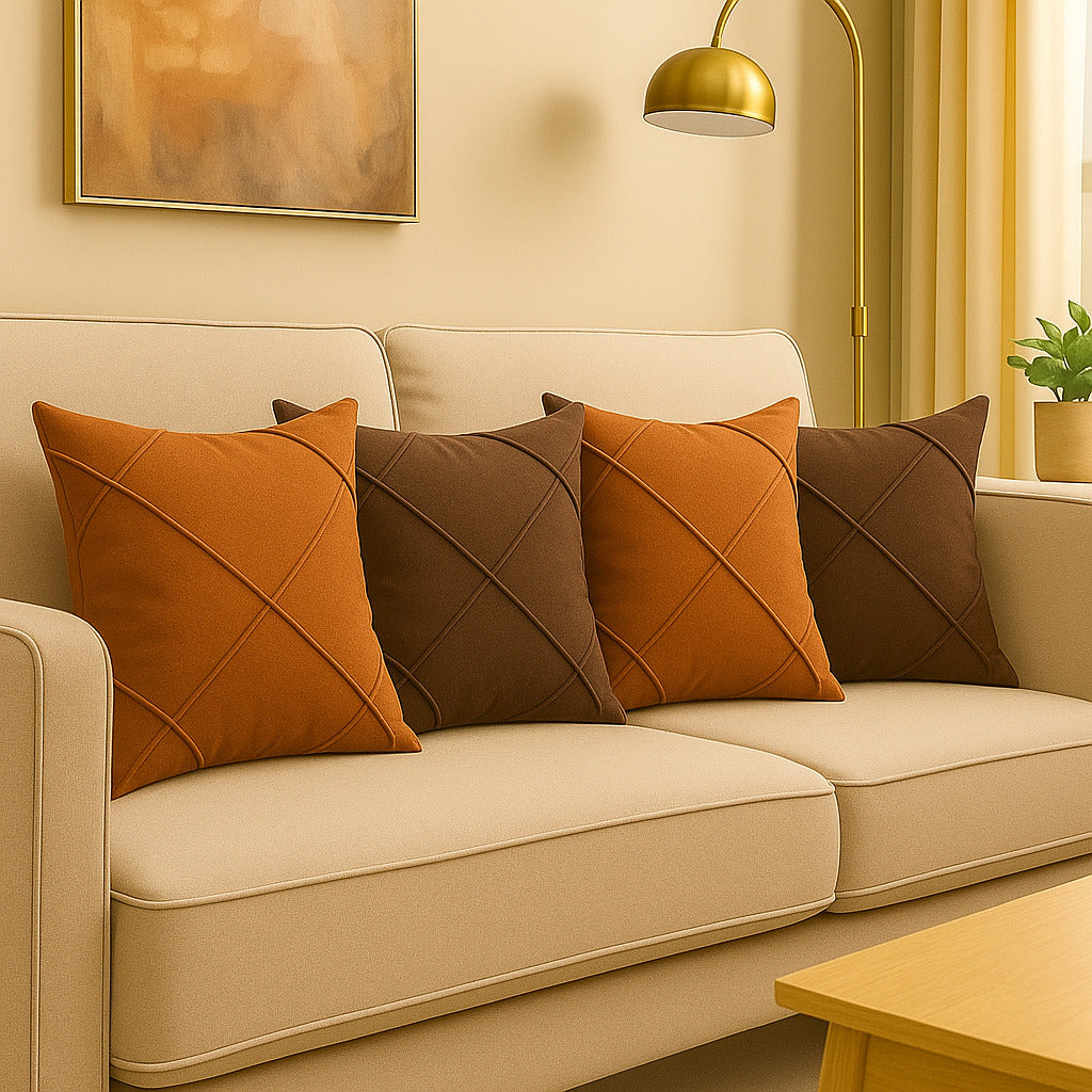 Kit 4 Almofadas Cheias em Suede Drapeada 45x45cm Decorativas – Conforto e Estilo para sua Sala