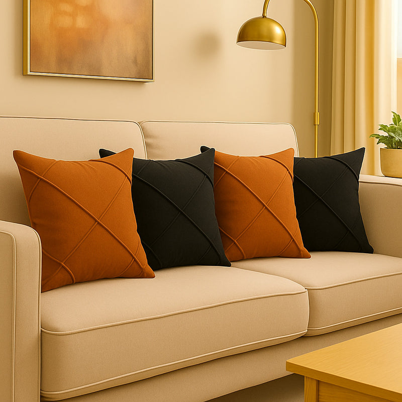 Kit 4 Almofadas Cheias em Suede Drapeada 45x45cm Decorativas – Conforto e Estilo para sua Sala