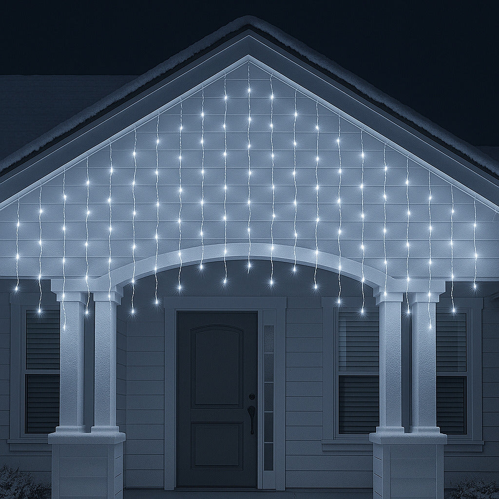 Cascata Natal 400/200/100 Lâmpadas LED 8 Funções – Fio Branco Pisca Pisca V8 para Decoração