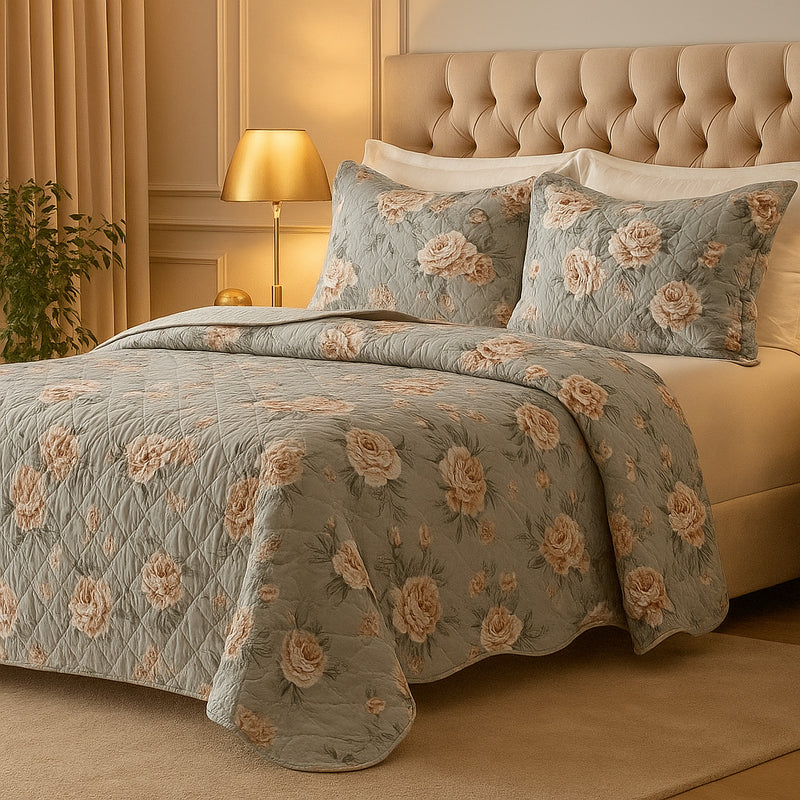 Kit Colcha Cobre Leito 300 Fios Itália Dupla Face com Porta Travesseiro Aba Americana – King, Queen, Casal e Solteiro