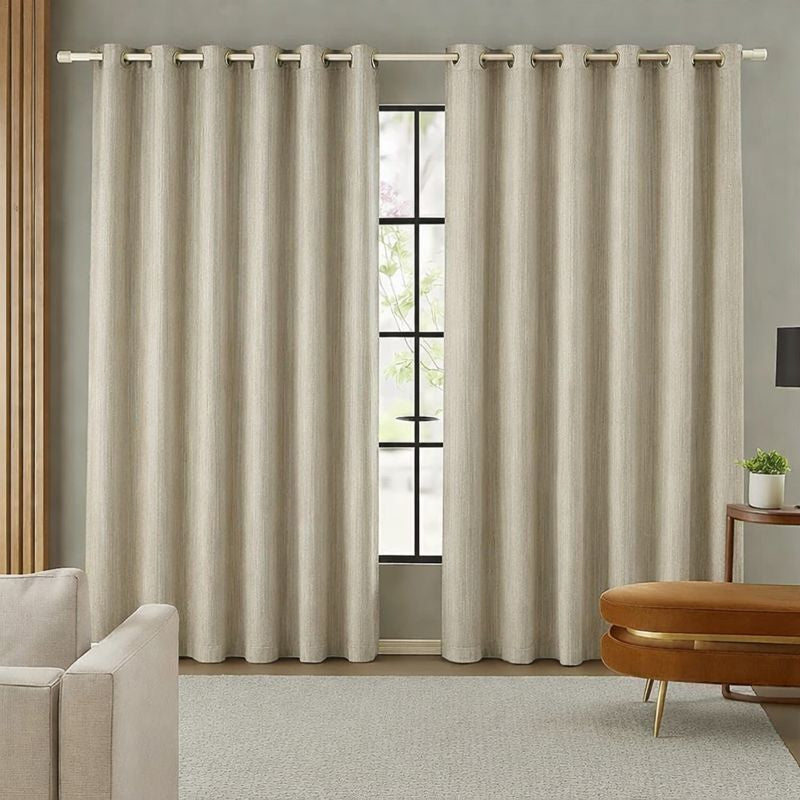 Cortina Madras Linho Rústica 4,00 x 2,50 para Sala e Quarto com Ilhós Cromados