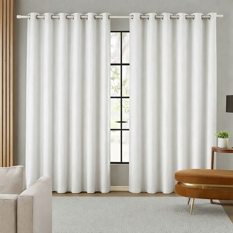 Cortina Madras Linho Rústica 4,00 x 2,50 para Sala e Quarto com Ilhós Cromados