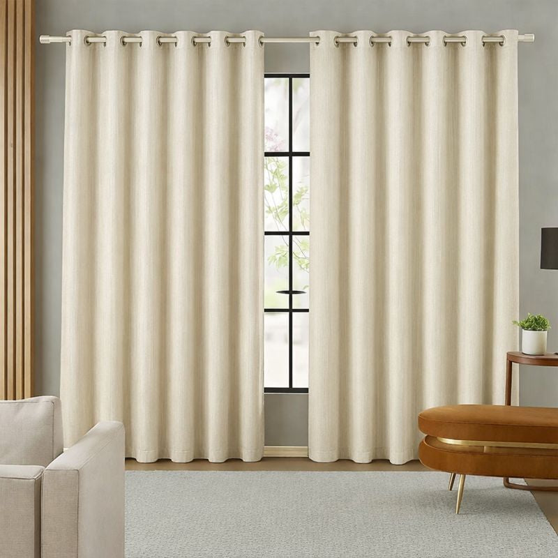 Cortina Madras Linho Rústica 4,00 x 2,50 para Sala e Quarto com Ilhós Cromados