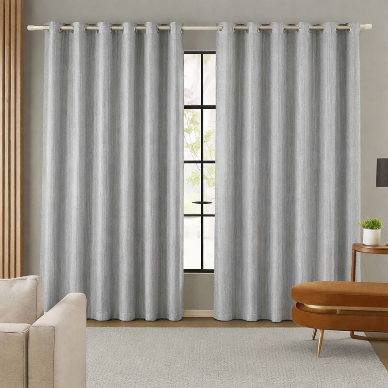 Cortina Madras Linho Rústica 4,00 x 2,50 para Sala e Quarto com Ilhós Cromados