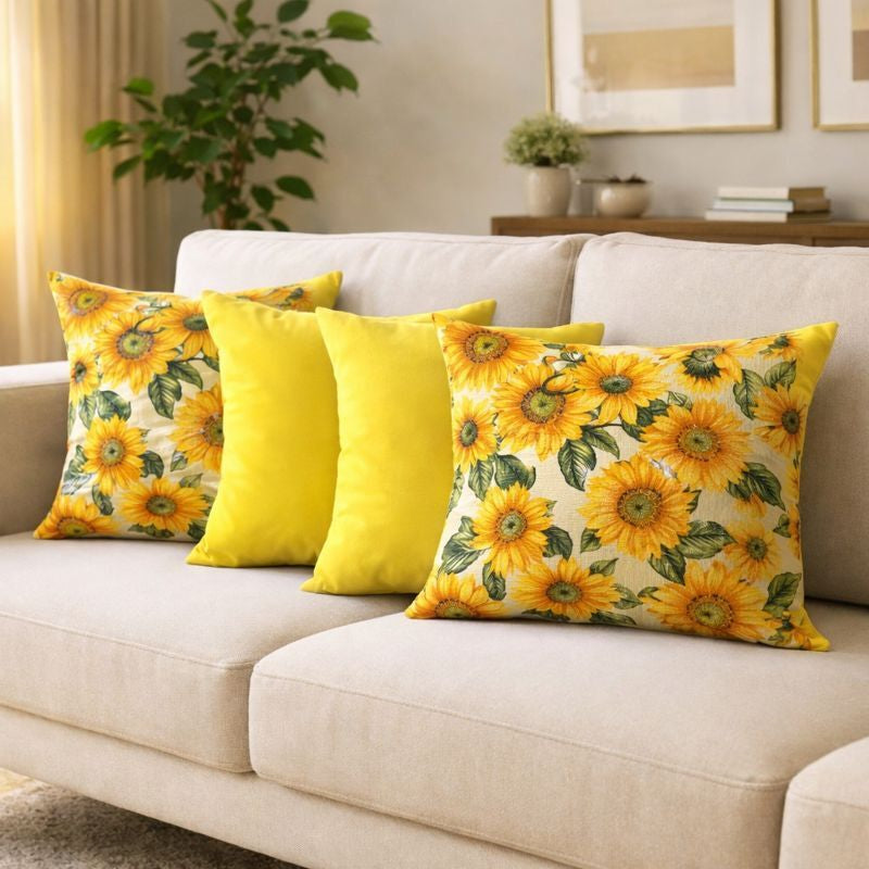 04 Almofadas Cheias Estampadas Modernas Decorativas 50x50 com Enchimento