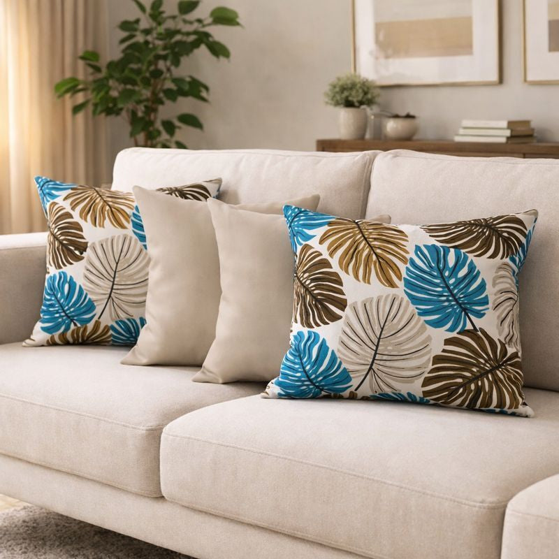 04 Almofadas Cheias Estampadas Modernas Decorativas 50x50 com Enchimento