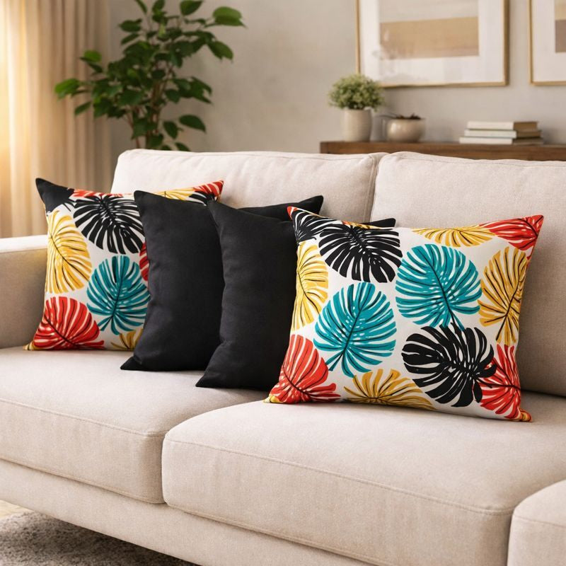 04 Almofadas Cheias Estampadas Modernas Decorativas 50x50 com Enchimento