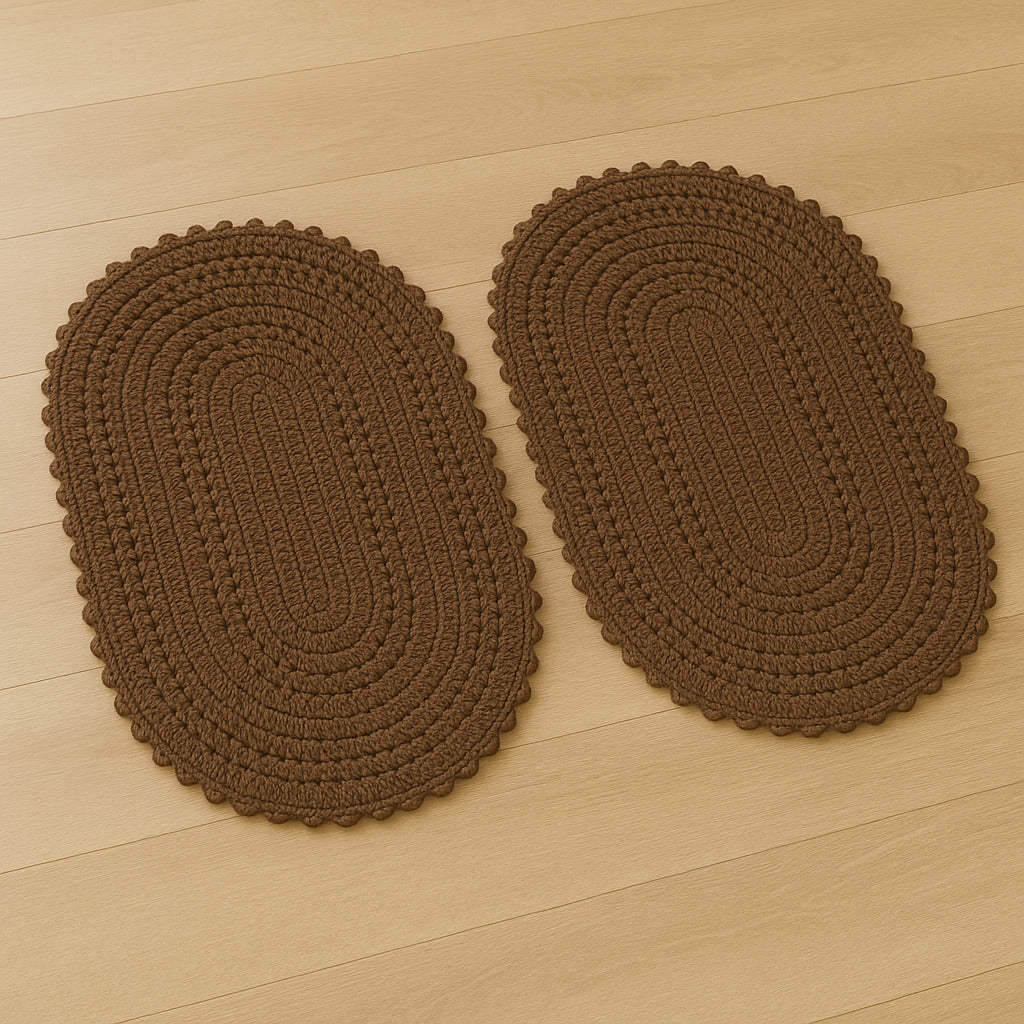 Kit 2 Tapetes de Crochê Oval Artesanal  – Feito à Mão 55x40cm para Sala, Quarto e Cozinha