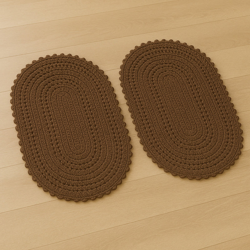 Kit 2 Tapetes de Crochê Oval Artesanal  – Feito à Mão 55x40cm para Sala, Quarto e Cozinha
