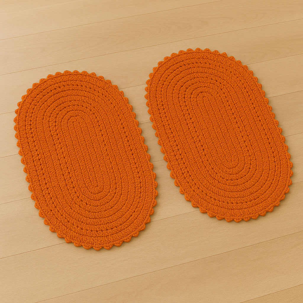 Kit 2 Tapetes de Crochê Oval Artesanal  – Feito à Mão 55x40cm para Sala, Quarto e Cozinha