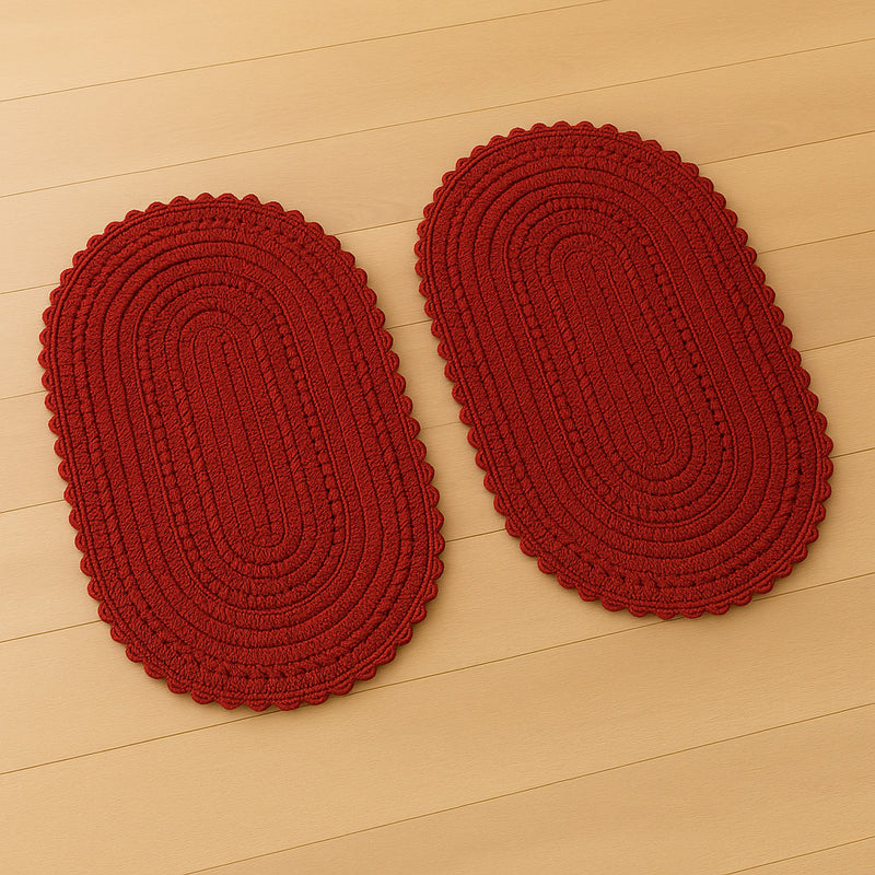 Kit 2 Tapetes de Crochê Oval Artesanal  – Feito à Mão 55x40cm para Sala, Quarto e Cozinha