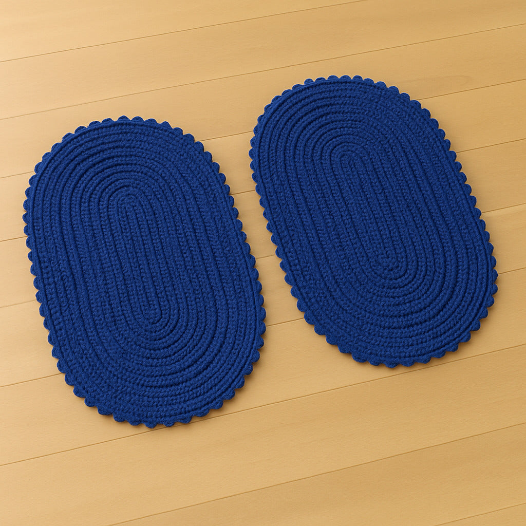 Kit 2 Tapetes de Crochê Oval Artesanal  – Feito à Mão 55x40cm para Sala, Quarto e Cozinha