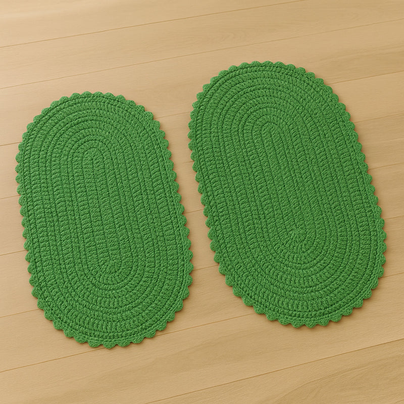 Kit 2 Tapetes de Crochê Oval Artesanal  – Feito à Mão 55x40cm para Sala, Quarto e Cozinha