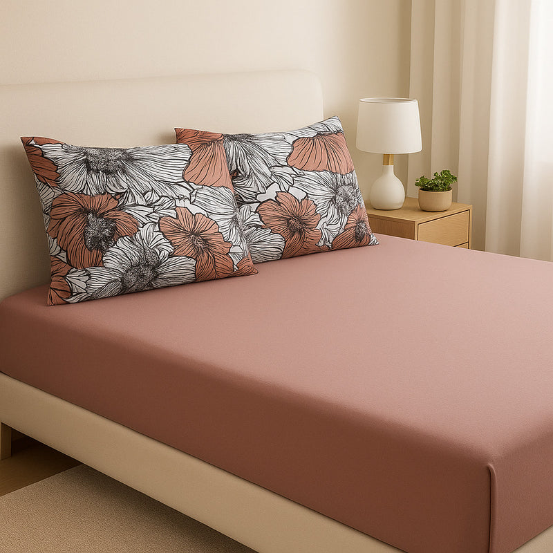 Roupa de Cama Casal/Queen 3 Peças – Jogo de Cama em Malha 100% Algodão com Elástico