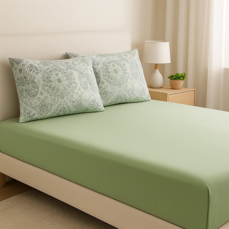 Roupa de Cama Casal/Queen 3 Peças – Jogo de Cama em Malha 100% Algodão com Elástico