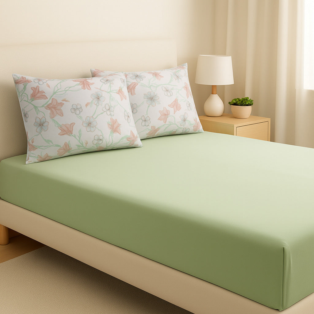 Roupa de Cama Casal/Queen 3 Peças – Jogo de Cama em Malha 100% Algodão com Elástico