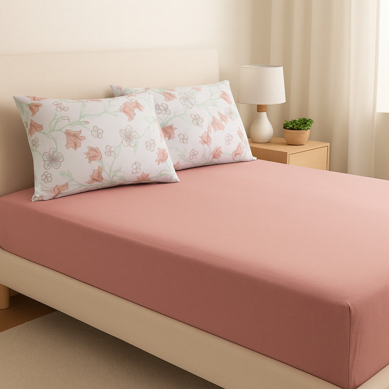 Roupa de Cama Casal/Queen 3 Peças – Jogo de Cama em Malha 100% Algodão com Elástico