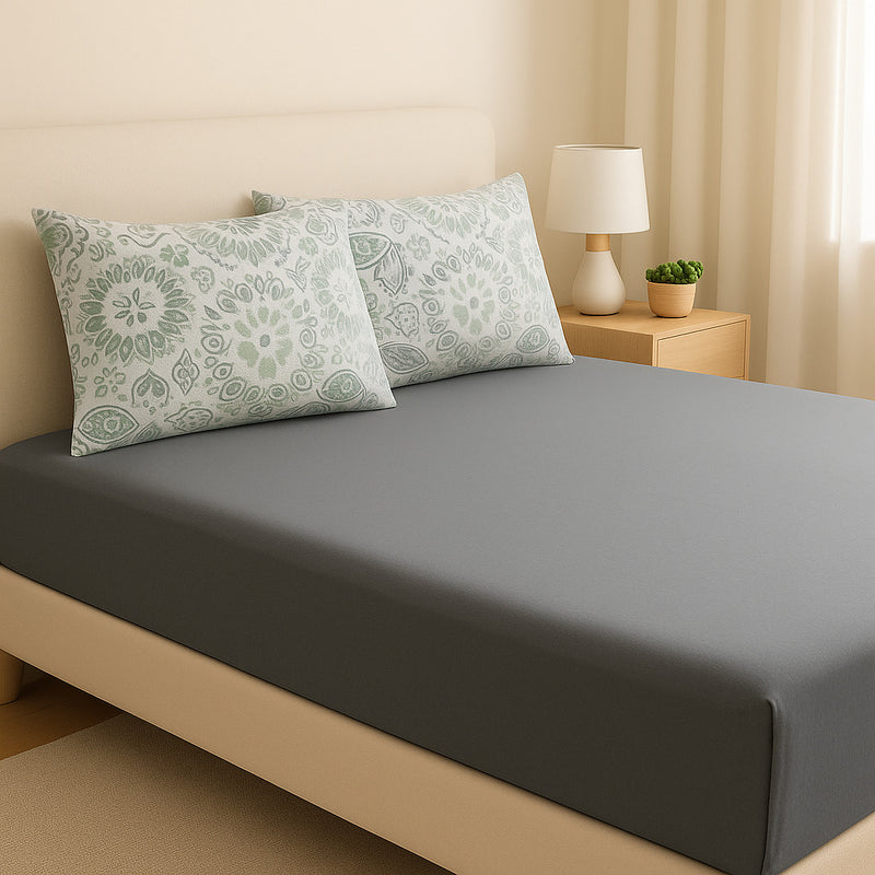 Roupa de Cama Casal/Queen 3 Peças – Jogo de Cama em Malha 100% Algodão com Elástico