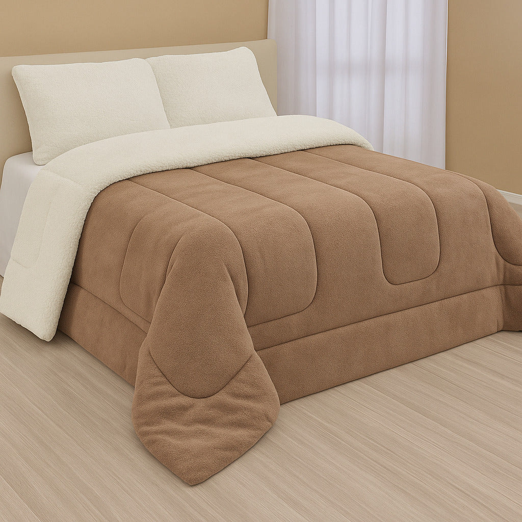 Coberdrom / Cobertor Sherpa Edredom Casal Queen – Toque Macio e Aconchegante