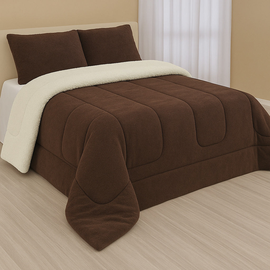 Coberdrom / Cobertor Sherpa Edredom Casal Queen – Toque Macio e Aconchegante