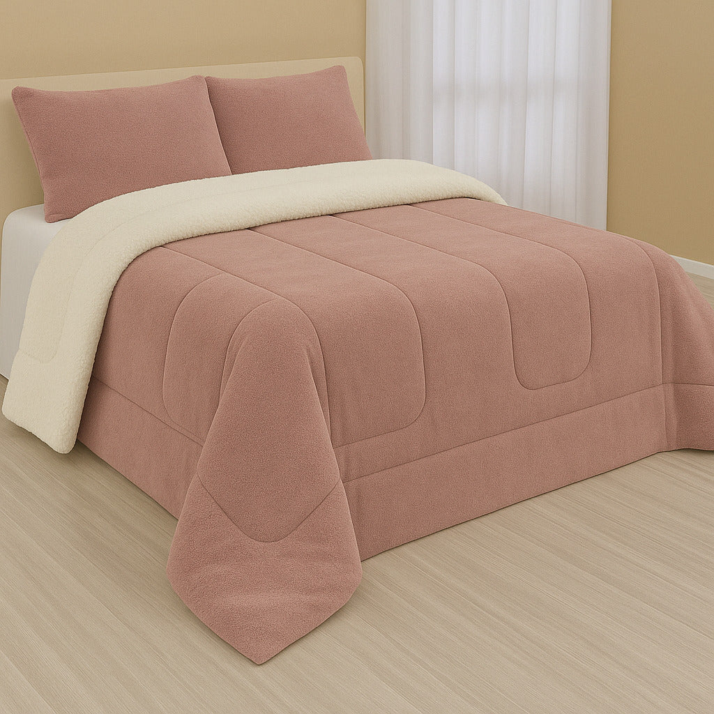 Coberdrom / Cobertor Sherpa Edredom Casal Queen – Toque Macio e Aconchegante