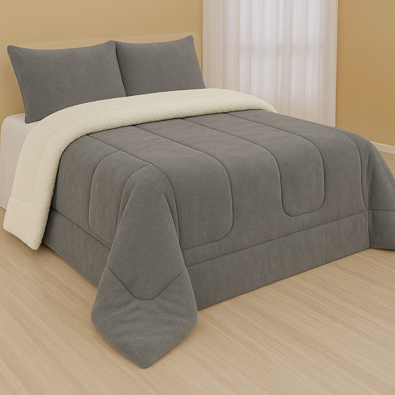 Coberdrom / Cobertor Sherpa Edredom Casal Queen – Toque Macio e Aconchegante