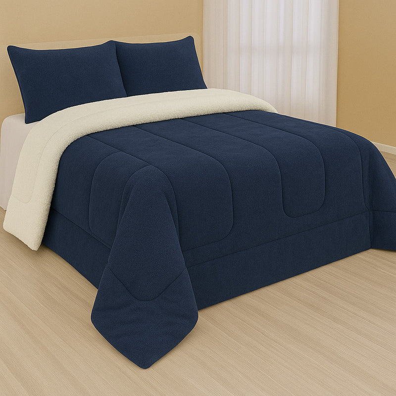 Coberdrom / Cobertor Sherpa Edredom Casal Queen – Toque Macio e Aconchegante