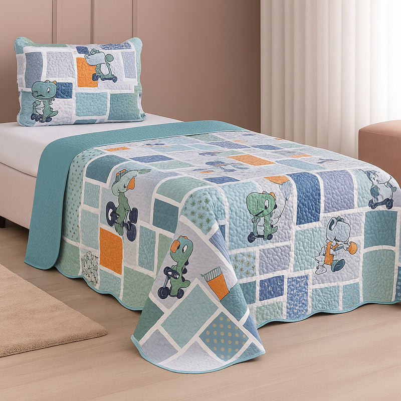 Colcha Solteiro Cobre Leito Infantil Dupla Face 2 Peças – Meninos e Meninas