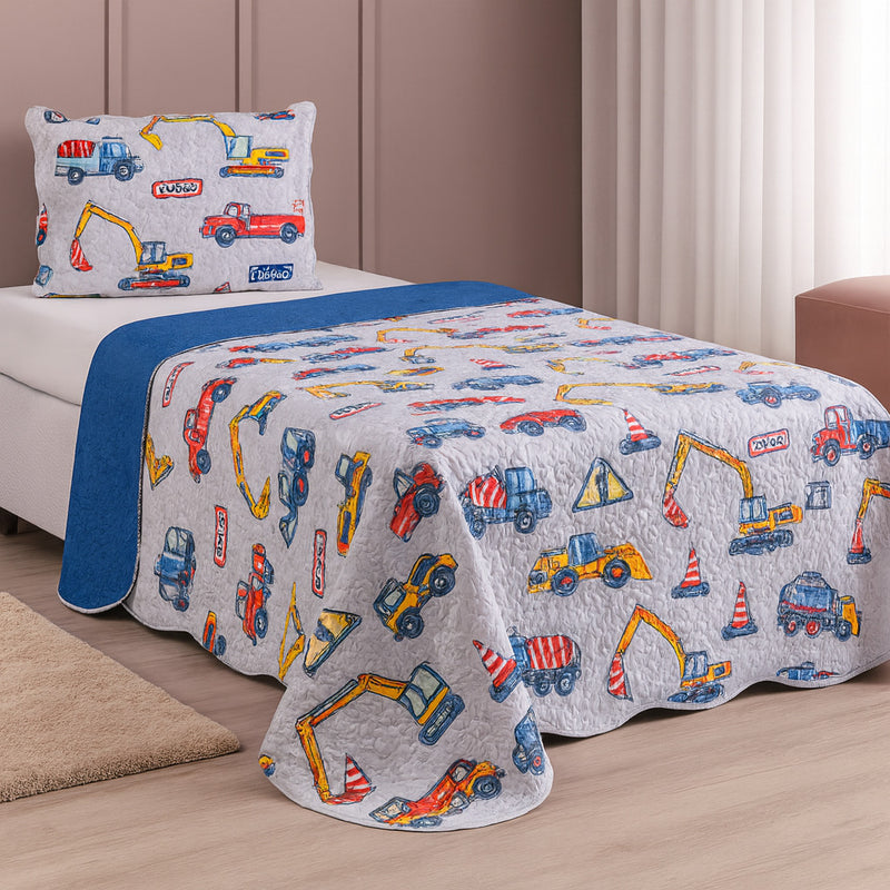 Colcha Solteiro Cobre Leito Infantil Dupla Face 2 Peças – Meninos e Meninas