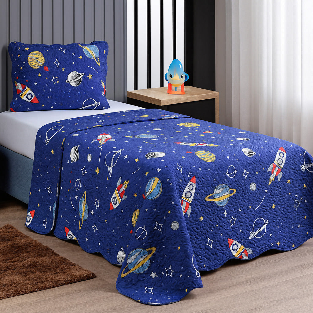 Colcha Solteiro Cobre Leito Infantil Dupla Face 2 Peças – Meninos e Meninas