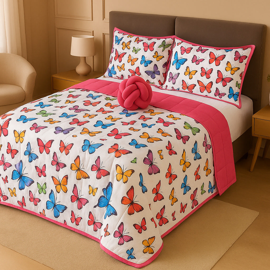 Kit Colcha Cobre Leito Casal Padrão Dupla Face Elegance Algodão Percal 180 Fios – Toque Macio e Conforto Premium