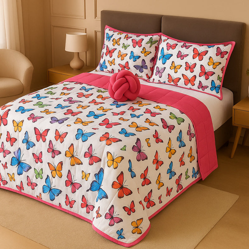 Kit Colcha Cobre Leito Casal Padrão Dupla Face Elegance Algodão Percal 180 Fios – Toque Macio e Conforto Premium