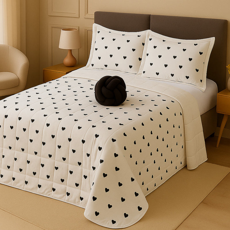 Kit Colcha Cobre Leito Casal Padrão Dupla Face Elegance Algodão Percal 180 Fios – Toque Macio e Conforto Premium