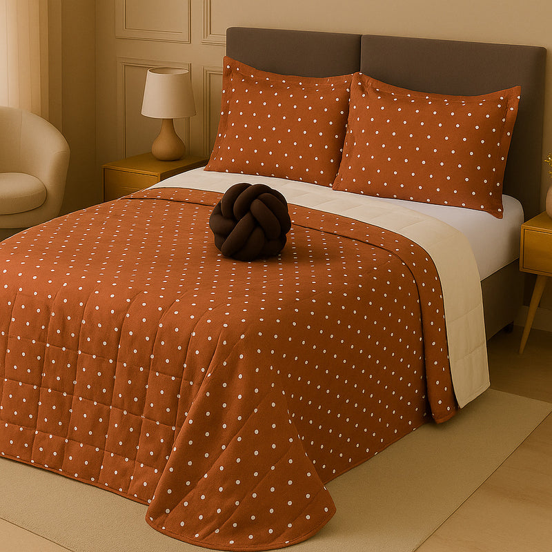 Kit Colcha Cobre Leito Casal Padrão Dupla Face Elegance Algodão Percal 180 Fios – Toque Macio e Conforto Premium