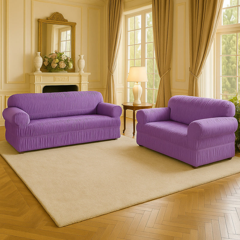 Jogo de Capa de Sofá de 3 e 2 Lugares com 25 Elásticos – Tecido Ultra Resistente em Malha Gel Ajustável