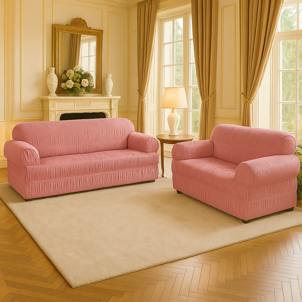 Jogo de Capa de Sofá de 3 e 2 Lugares com 25 Elásticos – Tecido Ultra Resistente em Malha Gel Ajustável